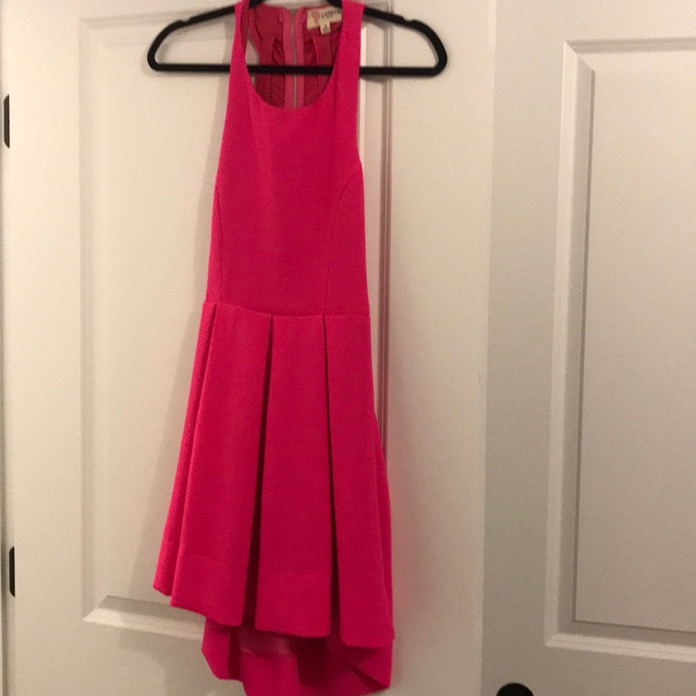 Hot pink dress with open back